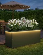 vidaXL Градинска кашпа с LED осветление Маслиненозелено