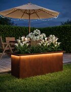 vidaXL Градинска кашпа с LED осветление Ръждясало 30 x 80 x 30 см