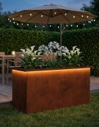 vidaXL Градинска кашпа с LED осветление Ръждясало 40 x 80 x 40 cm