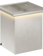 vidaXL Градинска кашпа с LED осветление Сребристо 30 x 30 x 30 cm