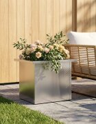 vidaXL Градинска кашпа с LED осветление Сребристо 30 x 40 x 30 см