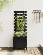 vidaXL Градинска кашпа със стойка черна 39x395x114 см дърво бор масив
