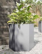 vidaXL Градинска кашпа шестоъгълна 46x40x45 см поцинкована стомана