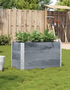 vidaXL Градинска кашпа сив 100x50 см борова дървесина масив