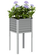 vidaXL Градинска кашпа сива 45x45x88 см стомана