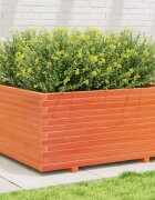 vidaXL Градинска кашпа восъчнокафяв 100x100x495см борово дърво масив