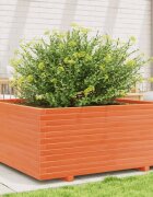 vidaXL Градинска кашпа восъчнокафяв 110x110x495см борово дърво масив