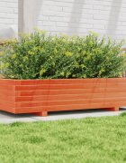 vidaXL Градинска кашпа восъчнокафяв 110x60x265 борово дърво масив