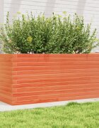 vidaXL Градинска кашпа восъчнокафяв 110x60x46 см борово дърво масив