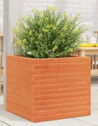 vidaXL Градинска кашпа восъчнокафява 50x50x46 см бор масив