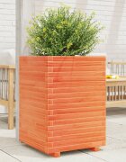 vidaXL Градинска кашпа восъчнокафява 50x50x72 см борово дърво масив