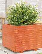 vidaXL Градинска кашпа восъчнокафява 60x60x495 см бор масив