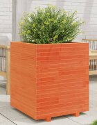 vidaXL Градинска кашпа восъчнокафява 60x60x725см борово дърво масив