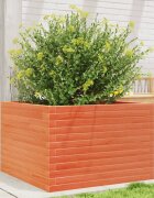vidaXL Градинска кашпа восъчнокафява 70x70x455 см бор масив