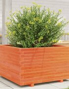 vidaXL Градинска кашпа восъчнокафява 80x80x495см борово дърво масив