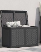 vidaXL Градинска кутия за съхранение 180 л черна PP ратан