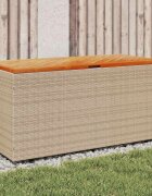 vidaXL Градинска кутия за съхранение бежов 110x50x54см PE ратан акация