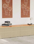 vidaXL Градинска кутия за съхранение бежов 220x50x54см PE ратан акация