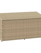 vidaXL Градинска кутия за съхранение бежова 110x50x58 см полиратан