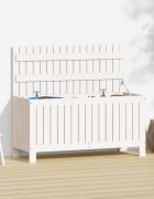 vidaXL Градинска кутия за съхранение бяла 108x425x54 см бор масив