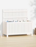 vidaXL Градинска кутия за съхранение бяла 115x49x60 см бор масив