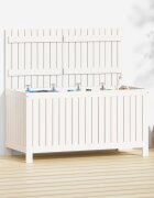 vidaXL Градинска кутия за съхранение бяла 121x55x64 см бор масив