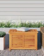 vidaXL Градинска кутия за съхранение с чанта 90x50x58 см тик масив