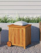vidaXL Градинска кутия за съхранение с колела 60x50x58 см акация масив