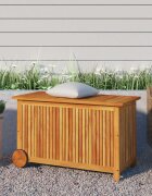 vidaXL Градинска кутия за съхранение с колела 90x50x58 см акация масив
