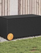 vidaXL Градинска кутия за съхранение с колела черна 190 л полиратан