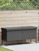 vidaXL Градинска кутия за съхранение с колелца черна 160x55x75 см полиратан