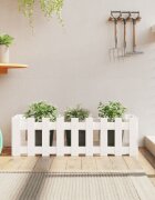 vidaXL Градинска леха с дизайн на ограда бяла 100x30x30 см бор масив