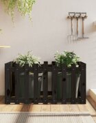 vidaXL Градинска леха с дизайн на ограда черна 100x50x50 см бор масив