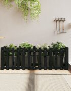 vidaXL Градинска леха с дизайн на ограда черна 150x50x50 см бор масив