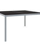 vidaXL Градинска маса 130x130x72 cм сива стомана и стъкло