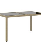 vidaXL Градинска маса 150x90x75 см закалено стъкло и полиратан бежова