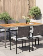 vidaXL Градинска маса 190x90x75 см полиратан и акациево дърво сива