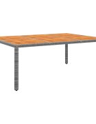 vidaXL Градинска маса 200x150x75 см акациево дърво и полиратан сива
