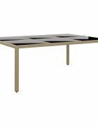 vidaXL Градинска маса 200x150x75 см закалено стъкло и полиратан бежова