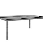 vidaXL Градинска маса 200x150x75 см закалено стъкло и полиратан сива