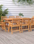 vidaXL Градинска маса 200x90x75 см акация масив