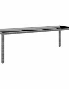 vidaXL Градинска маса 250x100x75 см закалено стъкло и полиратан сива