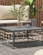 vidaXL Градинска маса антрацит 70x70x34 см полиратан