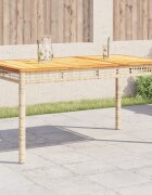 vidaXL Градинска маса бежов 140x80x75 см полиратан и акациево дърво