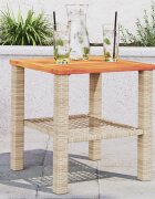 vidaXL Градинска маса бежов 40x40x42 см полиратан и акациево дърво
