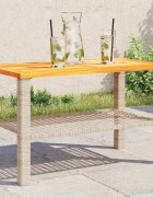 vidaXL Градинска маса бежов 70x38x42 см полиратан и акациево дърво