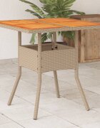 vidaXL Градинска маса бежов 80x80x75 см полиратан и акациево дърво