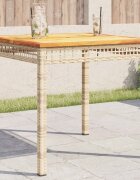 vidaXL Градинска маса бежов 80x80x75 см полиратан и акациево дърво
