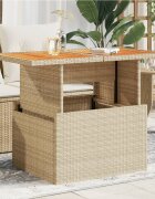 vidaXL Градинска маса бежова 100x55x73см полиратан и акациево дърво