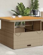 vidaXL Градинска маса бежова 110x110x71 см полиратан и акациево дърво